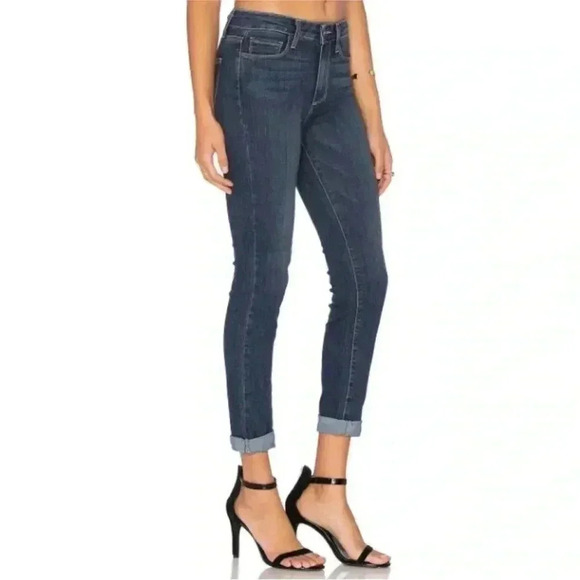 PAIGE Hoxton Crop Rollup Skinny Jeans, Dark Indigo, Size 29 - Picture 4 of 16